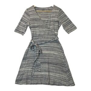 Toad&Co Imogene Faux Wrap Dress‎ Womens S Gray Organic Comfort Office Minimalist